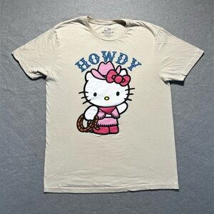 Hello Kitty “Howdy” Cowgirl T-Shirt Women’s Medium Beige Pink Western